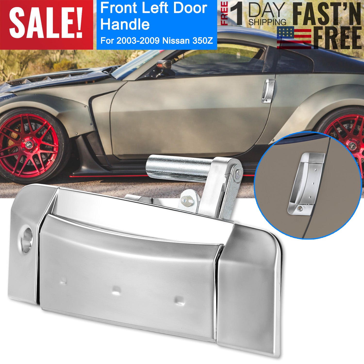 Left Driver Outside Exterior Door Handle For Nissan 350Z 2003-2009 Driver Side
