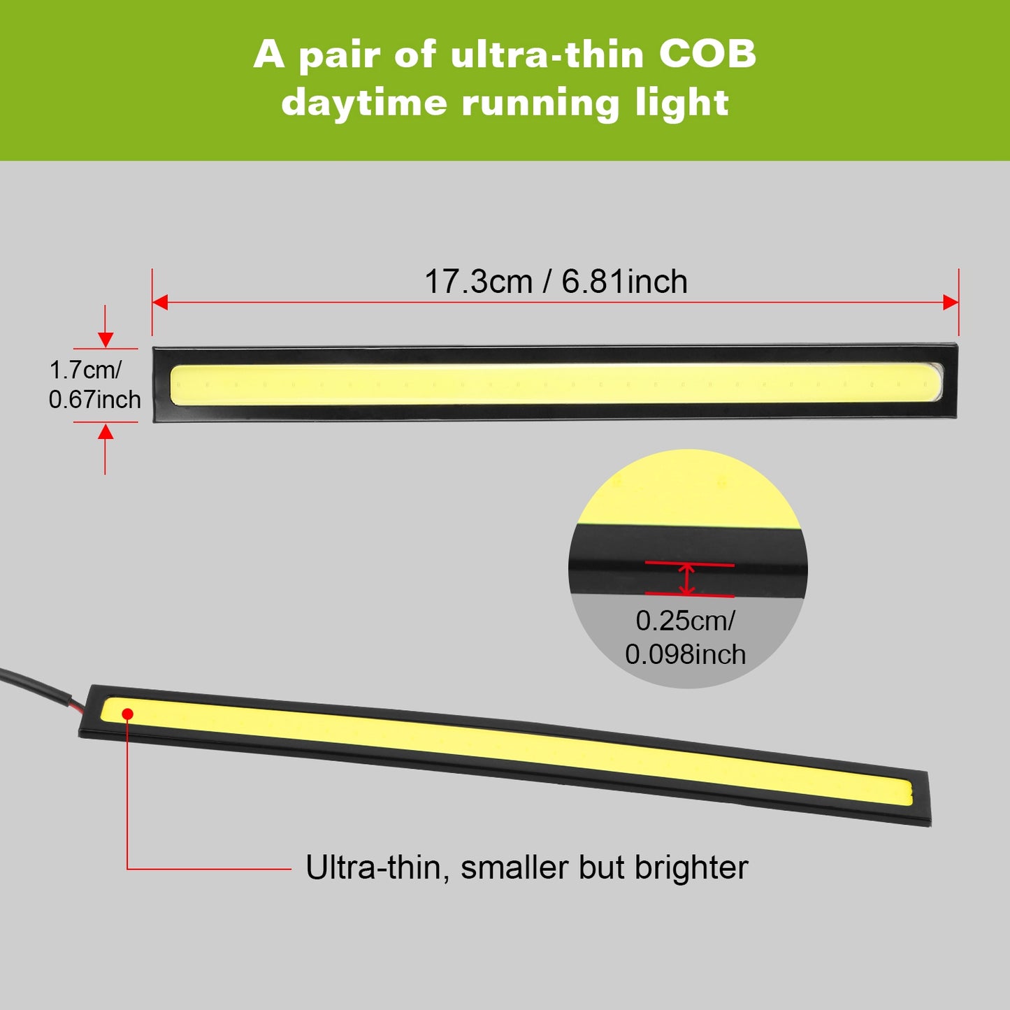 2Pcs LED Daytime Running Lights Car LED COB DRL Fog Lights IP45 Waterproof LED