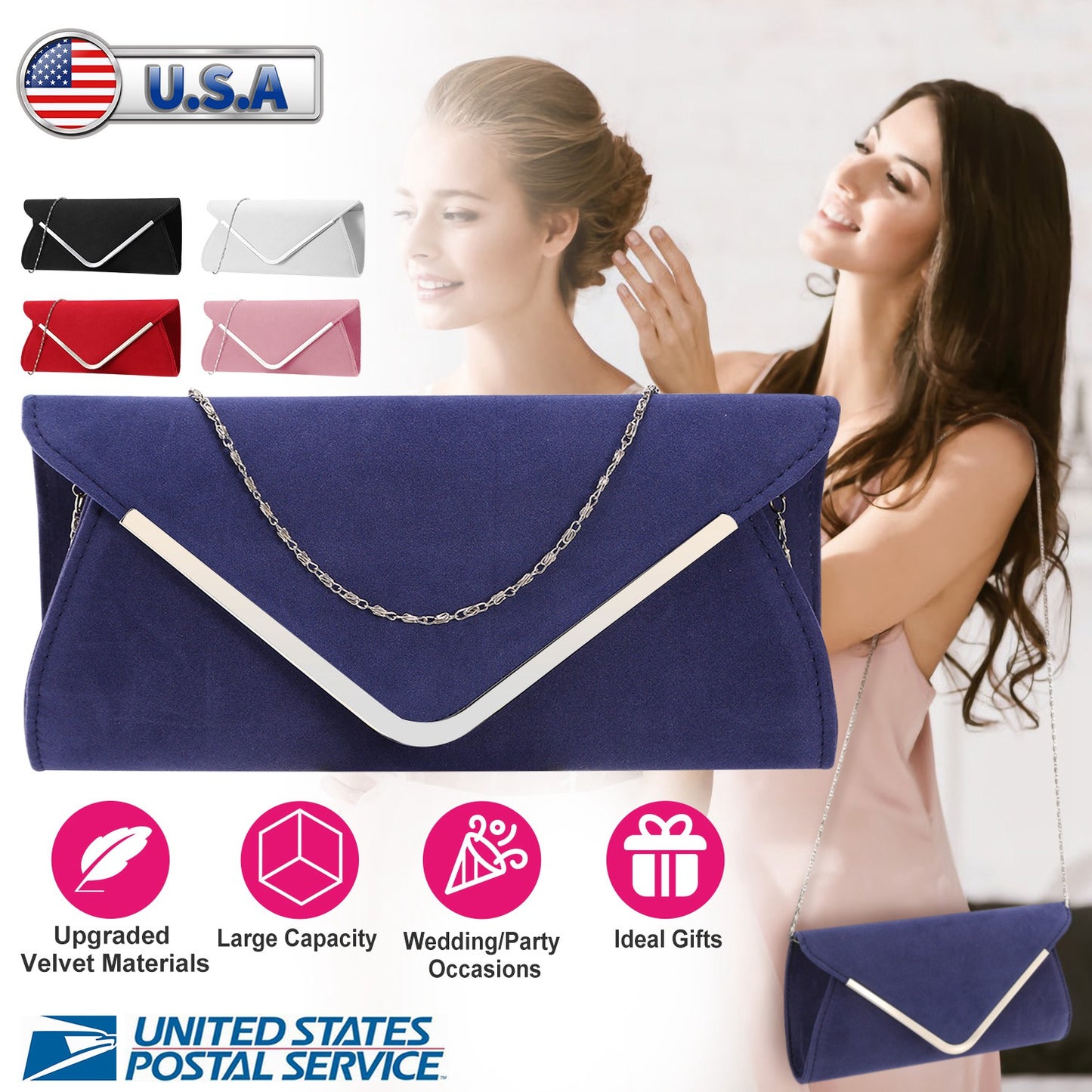 Women Clutch Wallet Bags For Party Wedding Soft Handbag Portable Thin Envelop