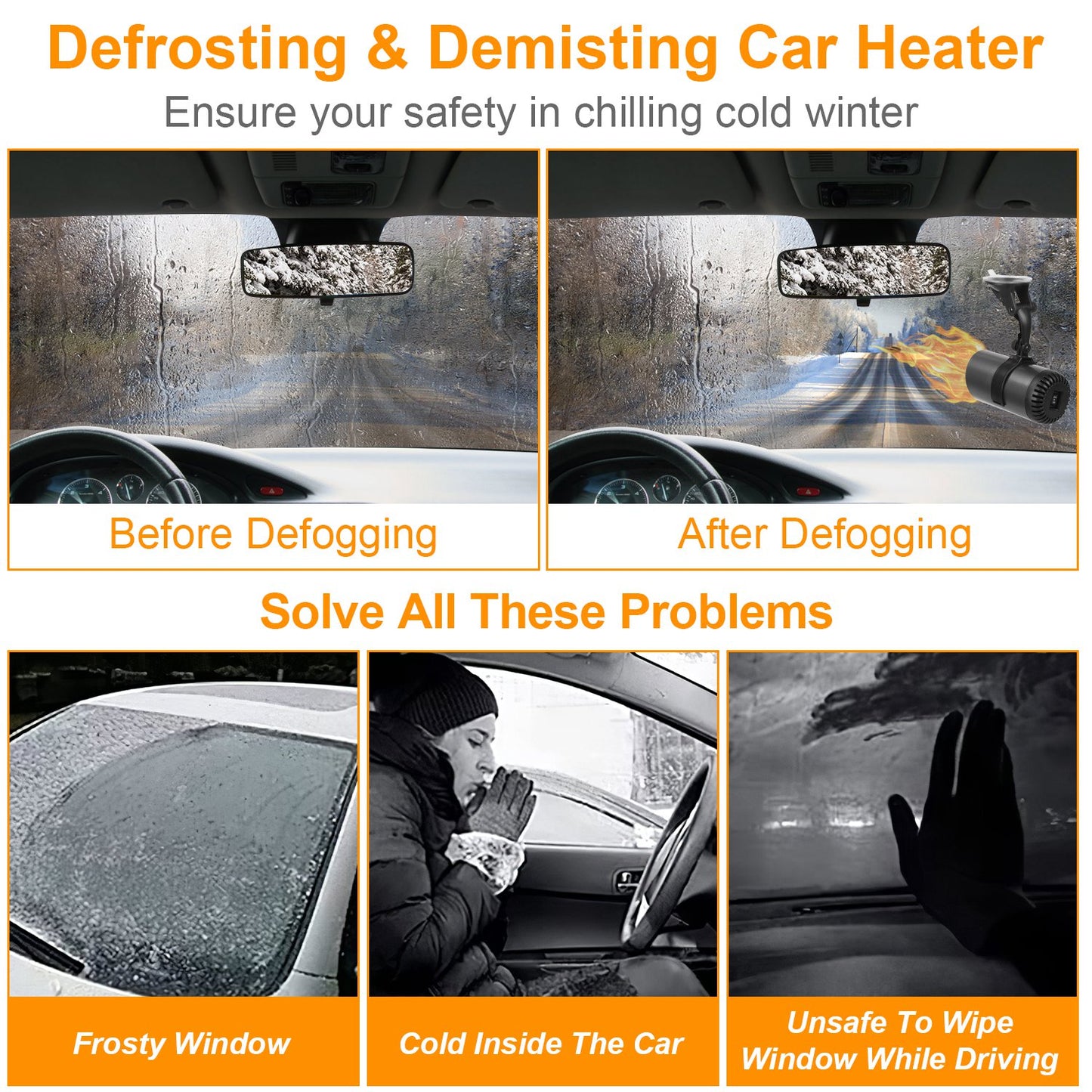 24V 216W Portable Car Heater 2 In 1 Heating Cooling Fan Rotatable Demister