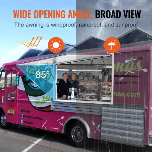 Concession Window 36"x24" Aluminum Alloy Food Truck Service Window with Awnin