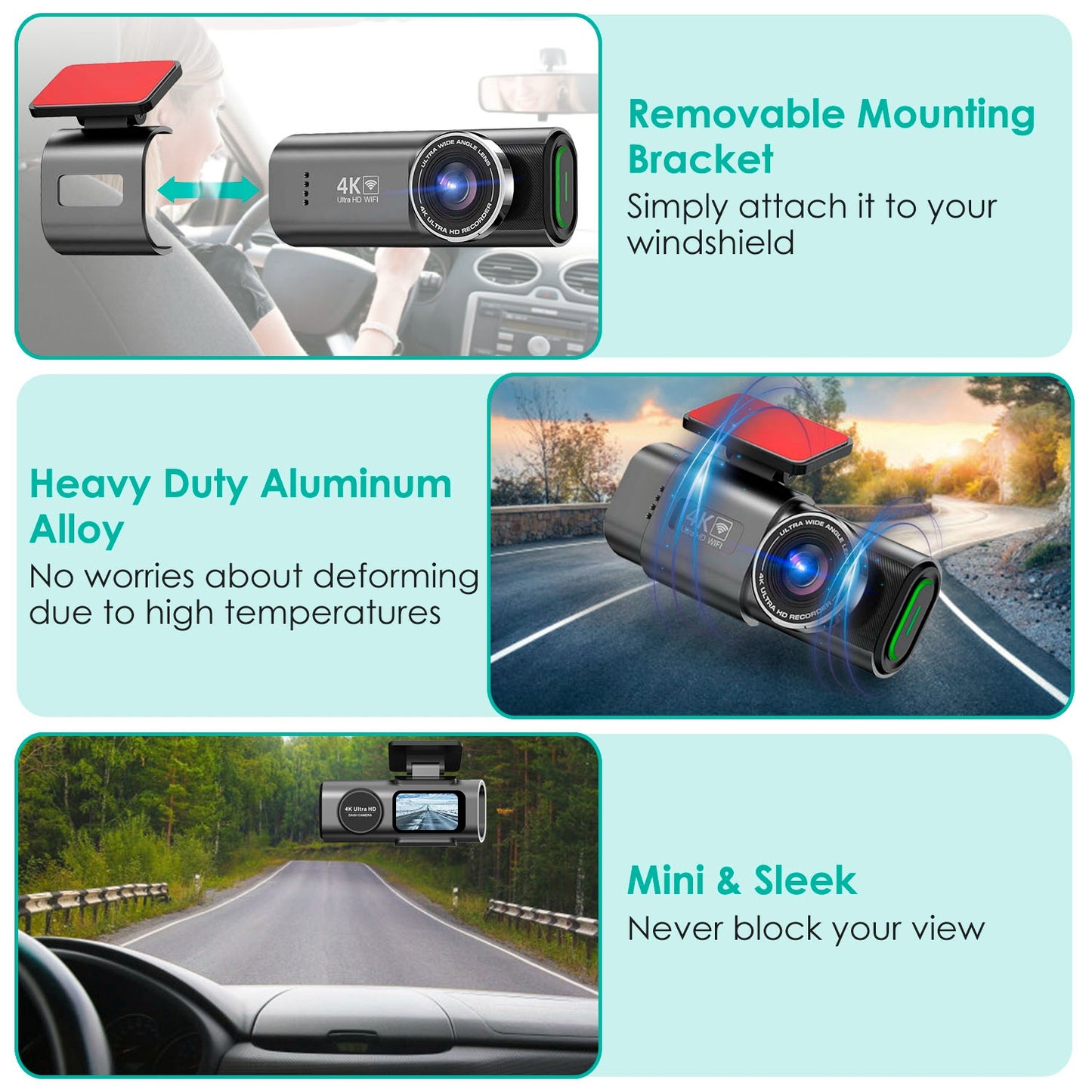 4K/1080P Dual Chanel Car Dash Cam 2.4GHz WiFi Car Camera Mini Driving Recorder