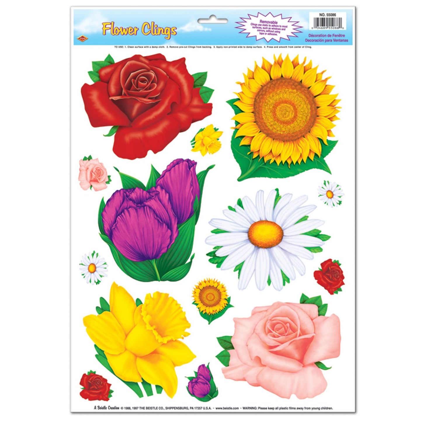 Beistle Flower Window Clings - Spring/Summer | Party Supply | Decoration