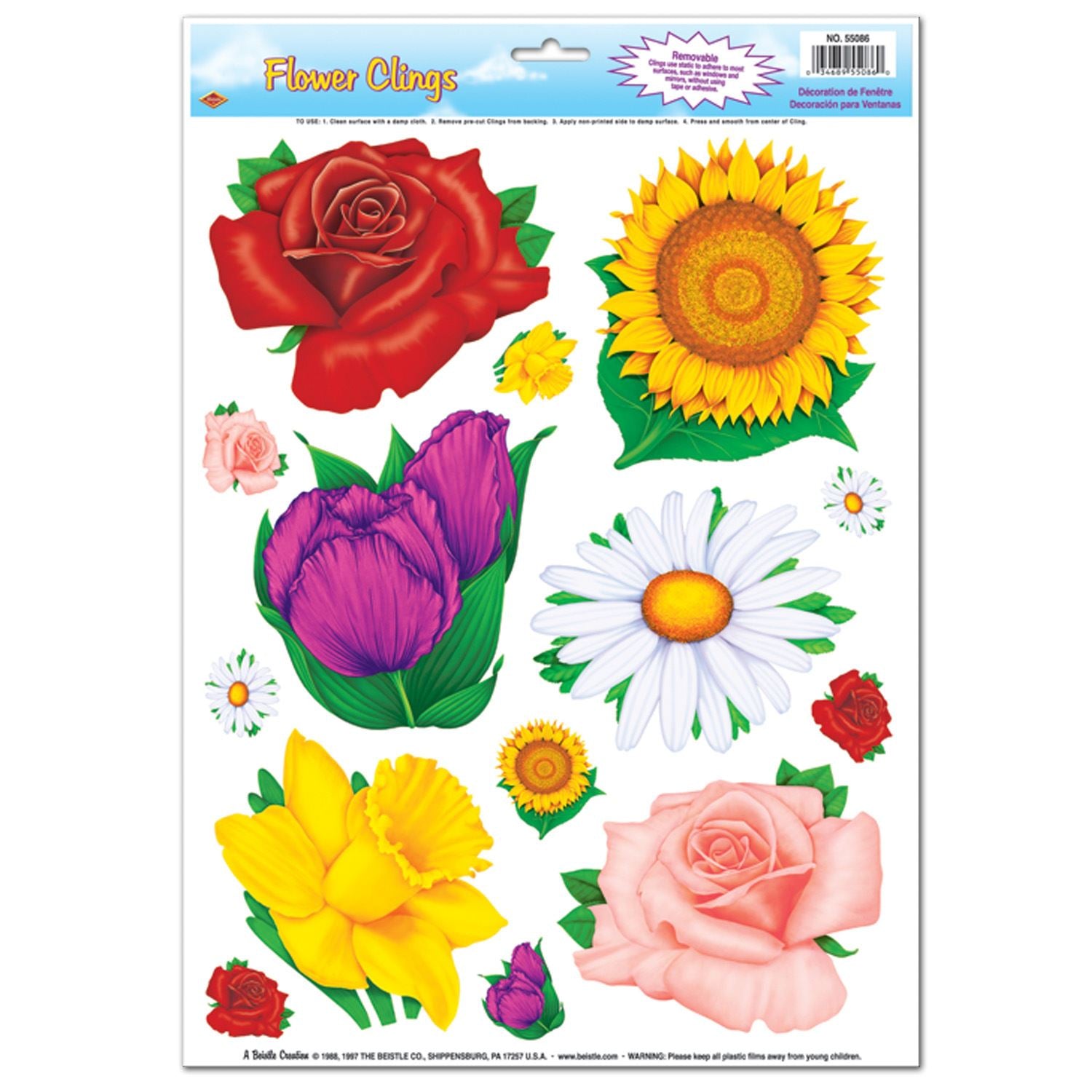 Beistle Flower Window Clings - Spring/Summer | Party Supply | Decoration