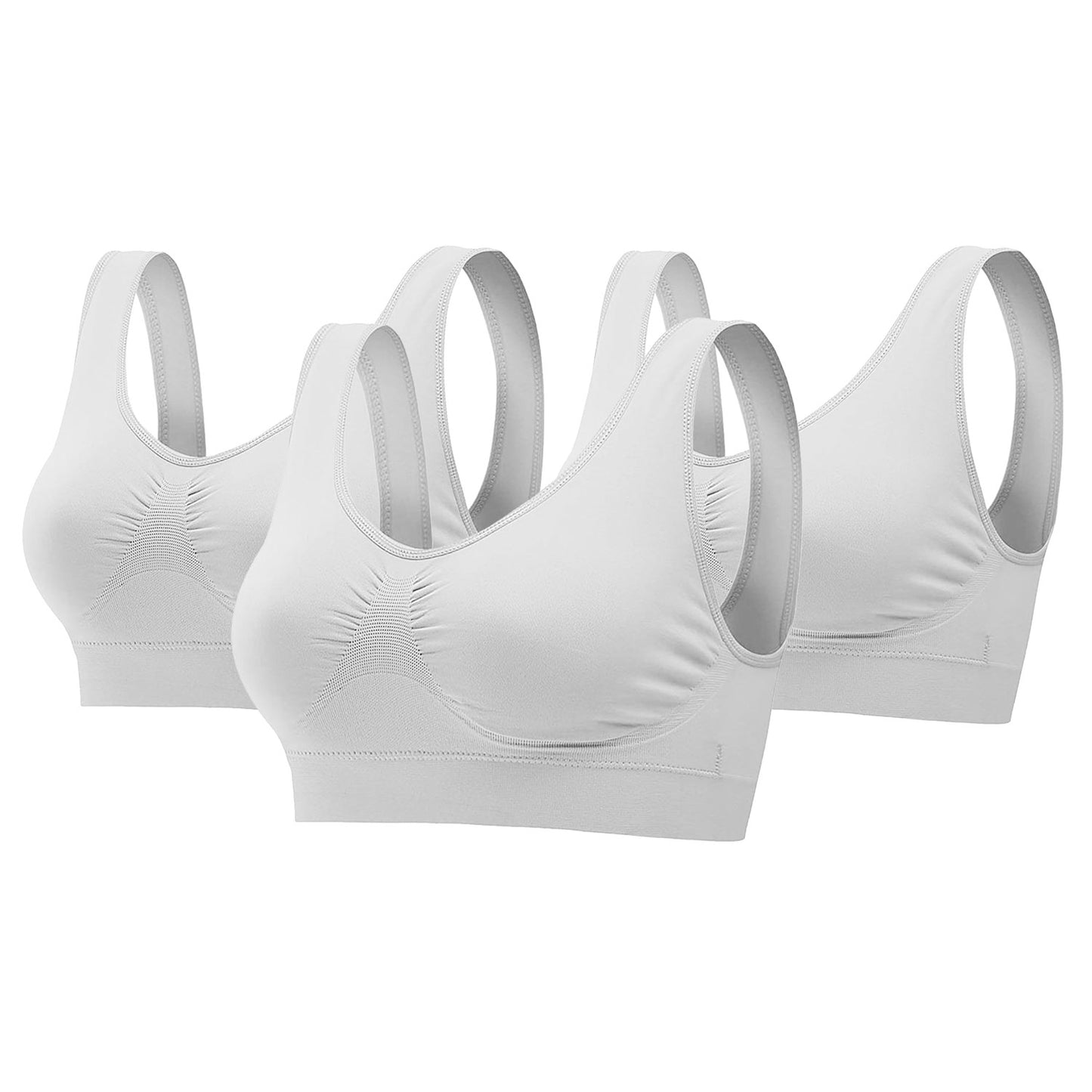 3 Pack Sport Bras For Women Seamless Wire-free Bra Light Support Tank Tops For