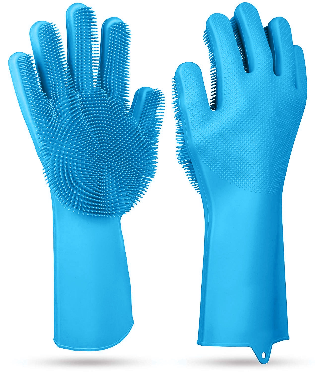 1 Pair Magic Silicone Brush Dishwashing Gloves Cleaning Sponge Pet Scrubber
