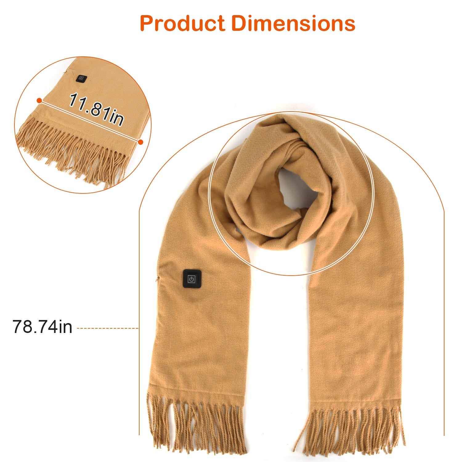 Electric Heated Winter Scarf USB Heating Neck Wrap Unisex Heated Neck Shawl