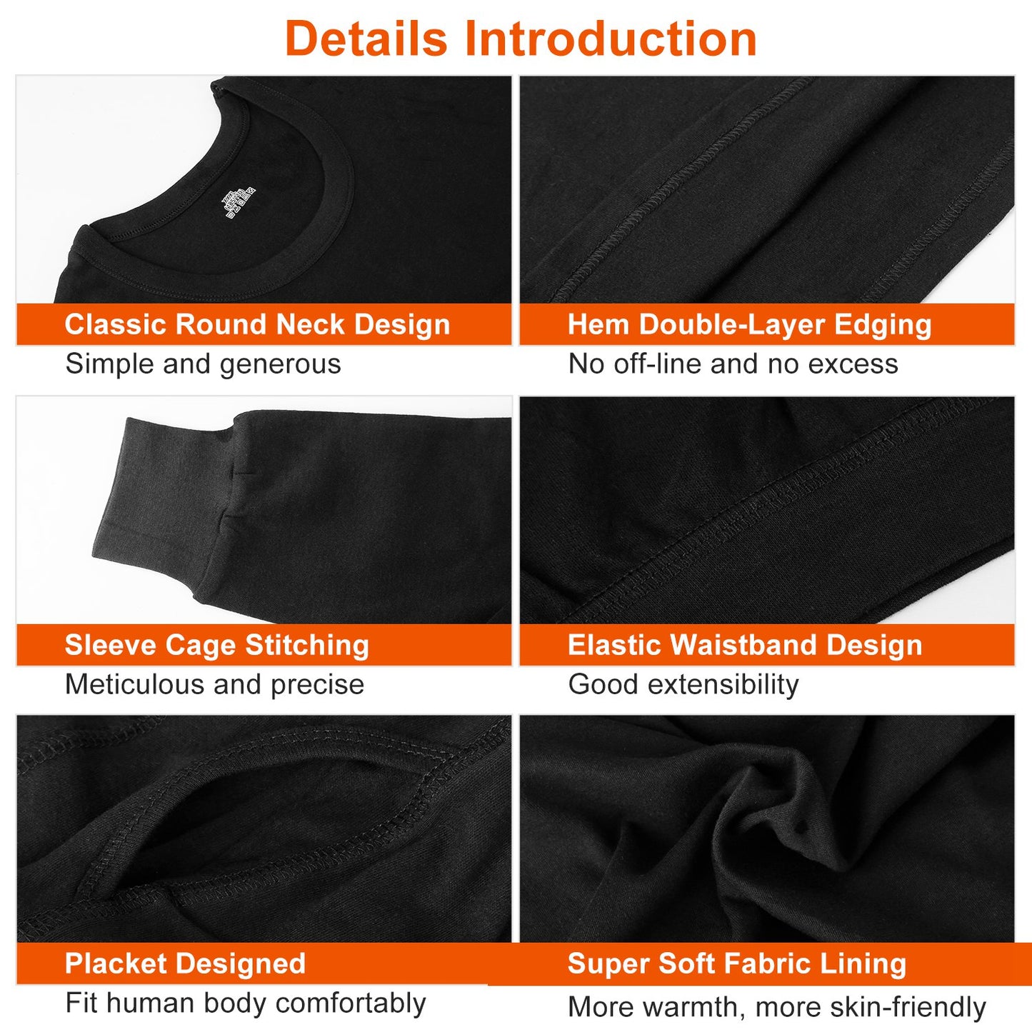 Men Thermal Underwear Set Long Johns Pants Long Sleeve Soft Underwear Kit Top