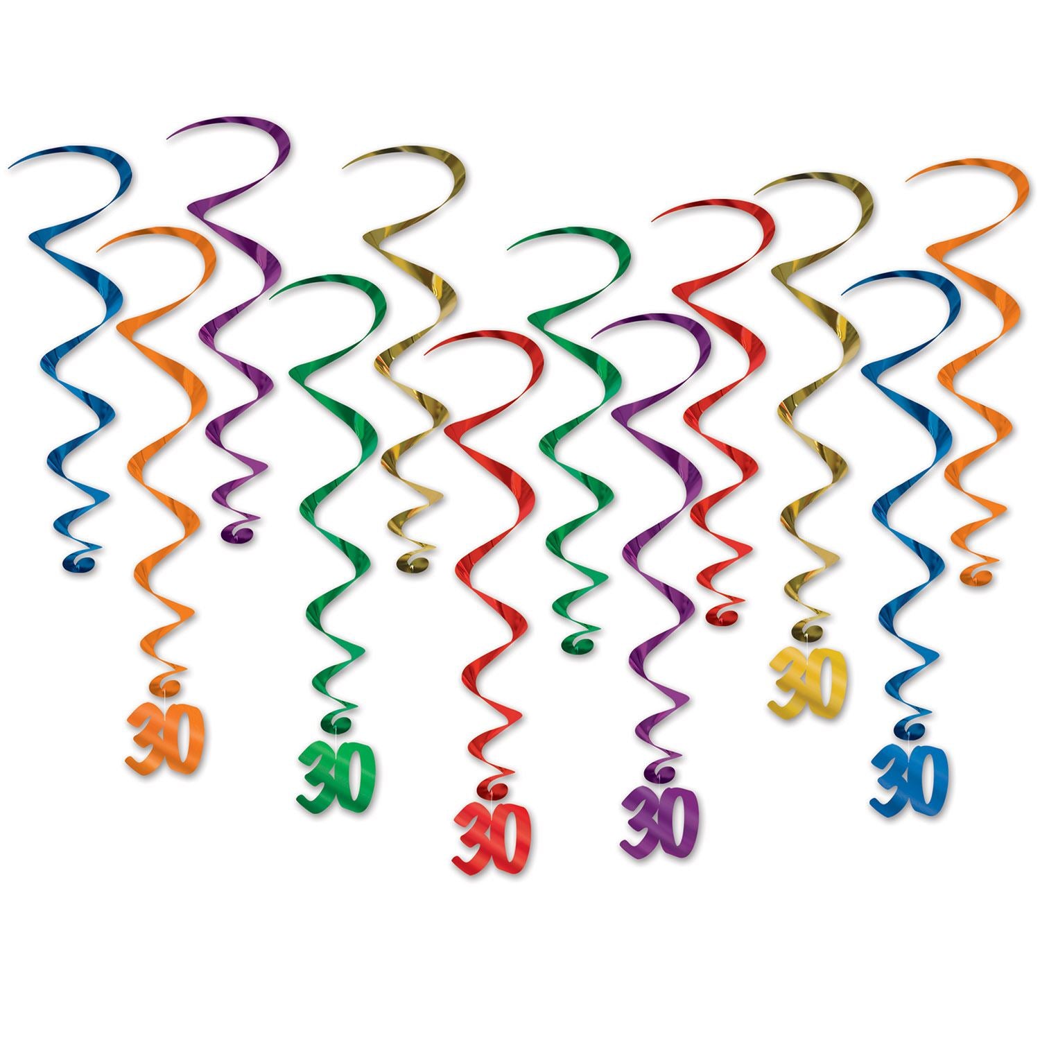 Beistle '30' Whirls - 12 Piece - Birthday-Age Specific | Party Supply