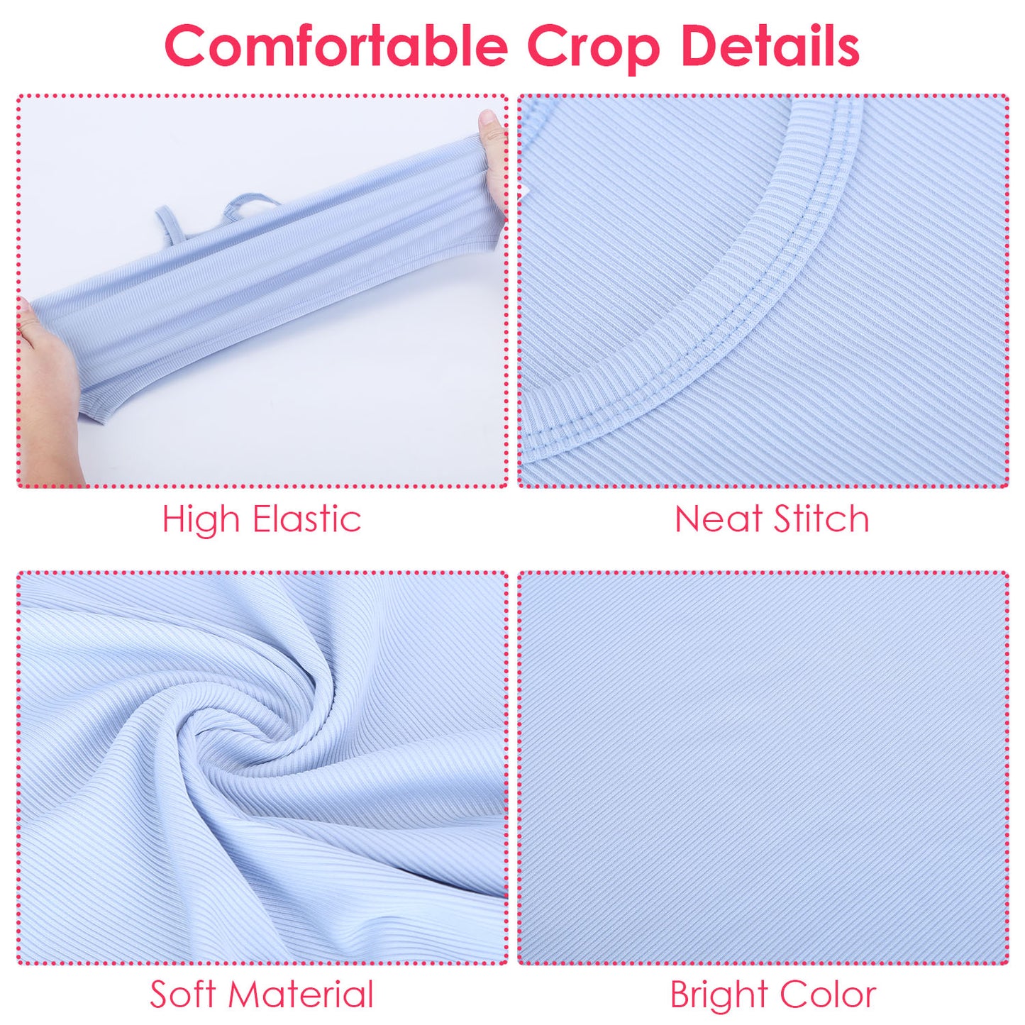 3 Pack Women Crop Basic Tank Top Ribbed Knit Sleeveless Round Neck 9 Color