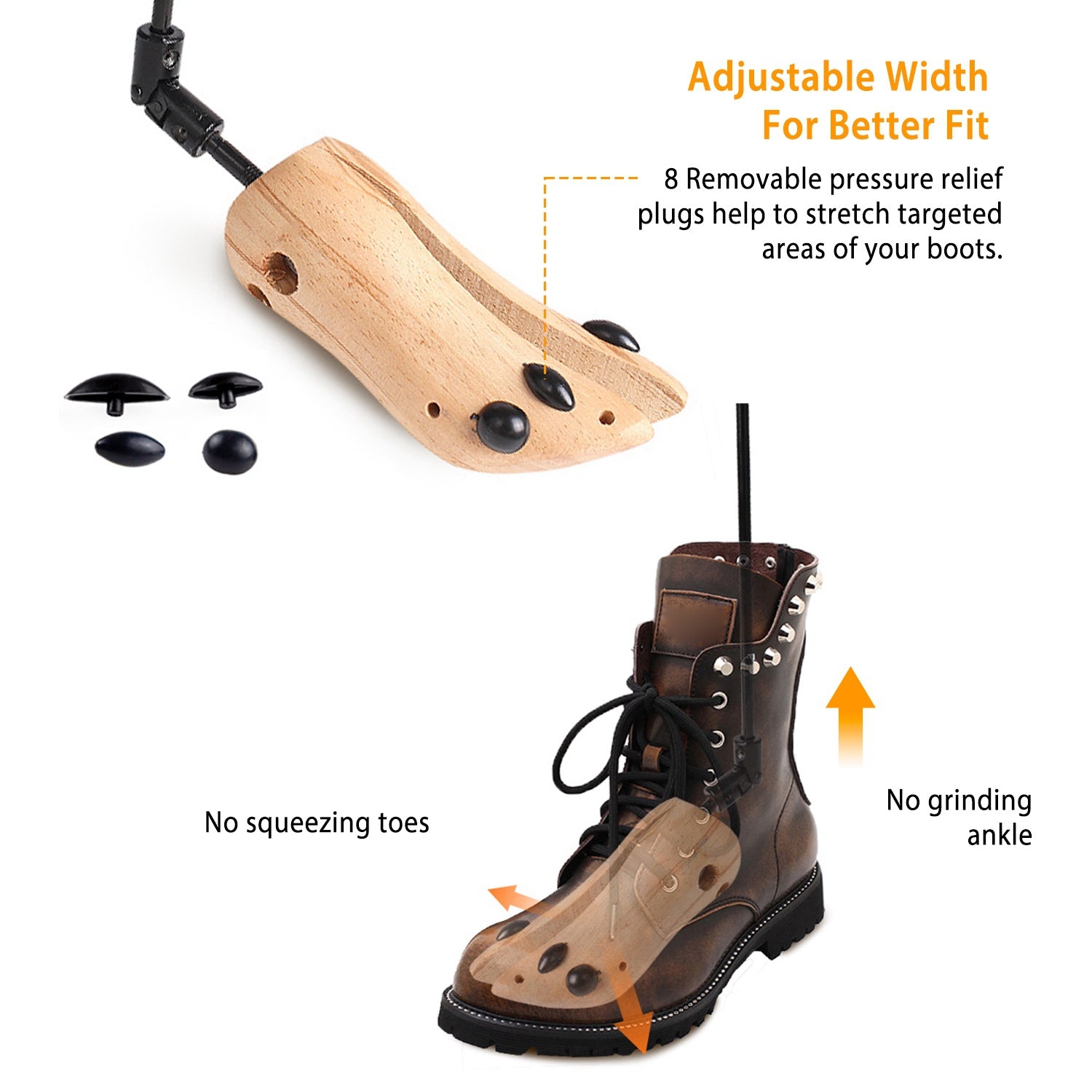 One Pair Boot Stretcher Adjustable Width Shoe Shaper Wooden Boot Widener