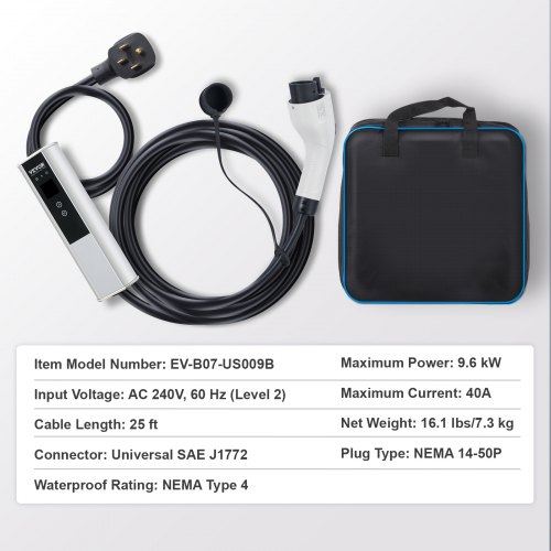 Level 2 Portable EV Charger 40A 240V Electric Vehicle Charger