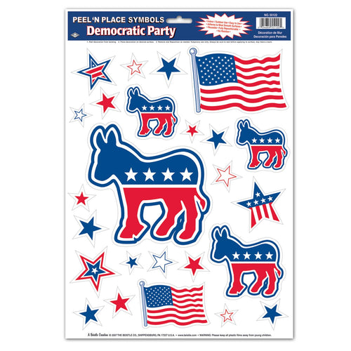 Beistle Democrat Party Peel N Place - Patriotic | Party Supply | Decoration