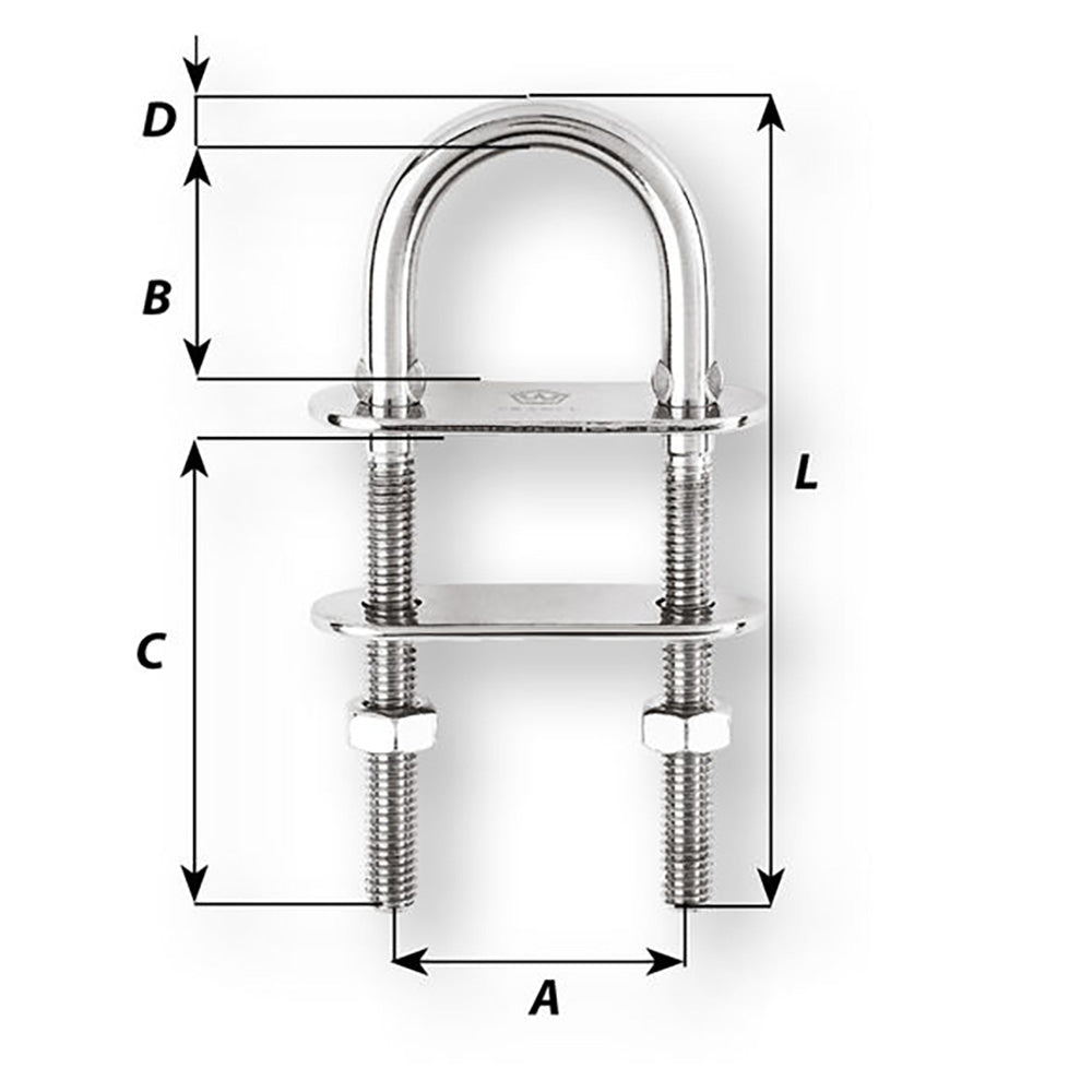 Wichard U-Bolt Pad Eye - 4mm Diameter - 5/32" [6511W]