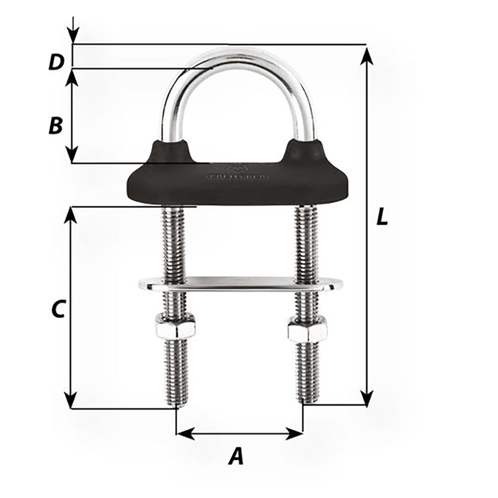 Wichard Black Watertight U-Bolt - 8mm Diameter - 5/16" - 100mm Length - 3-5/16" [65441W]