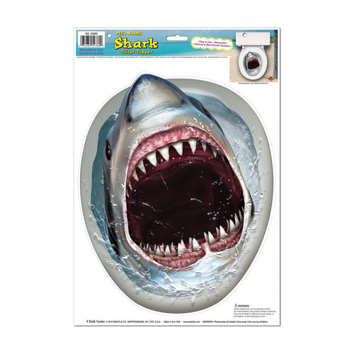 Beistle Shark Toilet Topper Peel N Place | Party Supply | Decoration