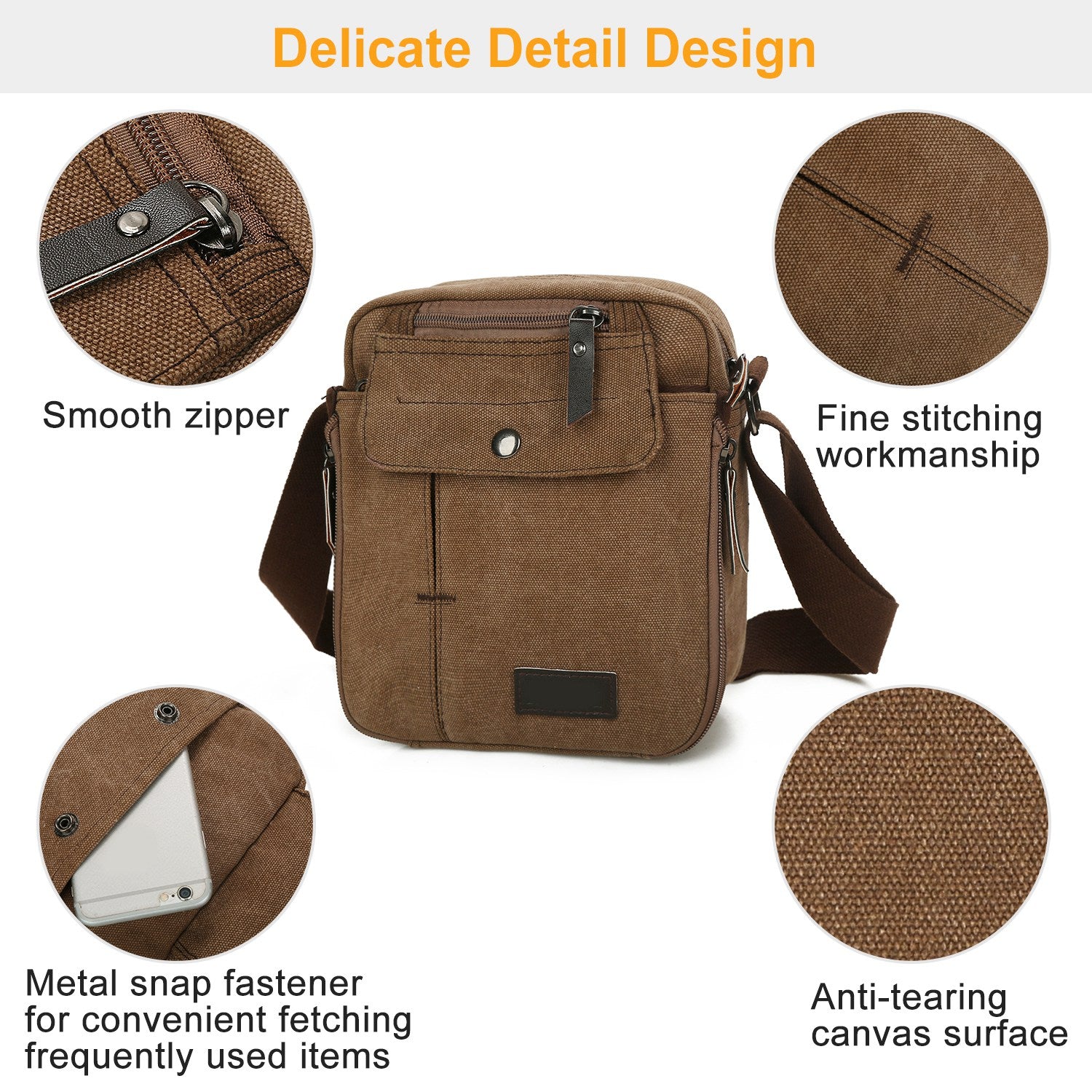 Unisex Crossbody Bags Canvas Phone Tablet PC Shoulder Bag Credit Card Key