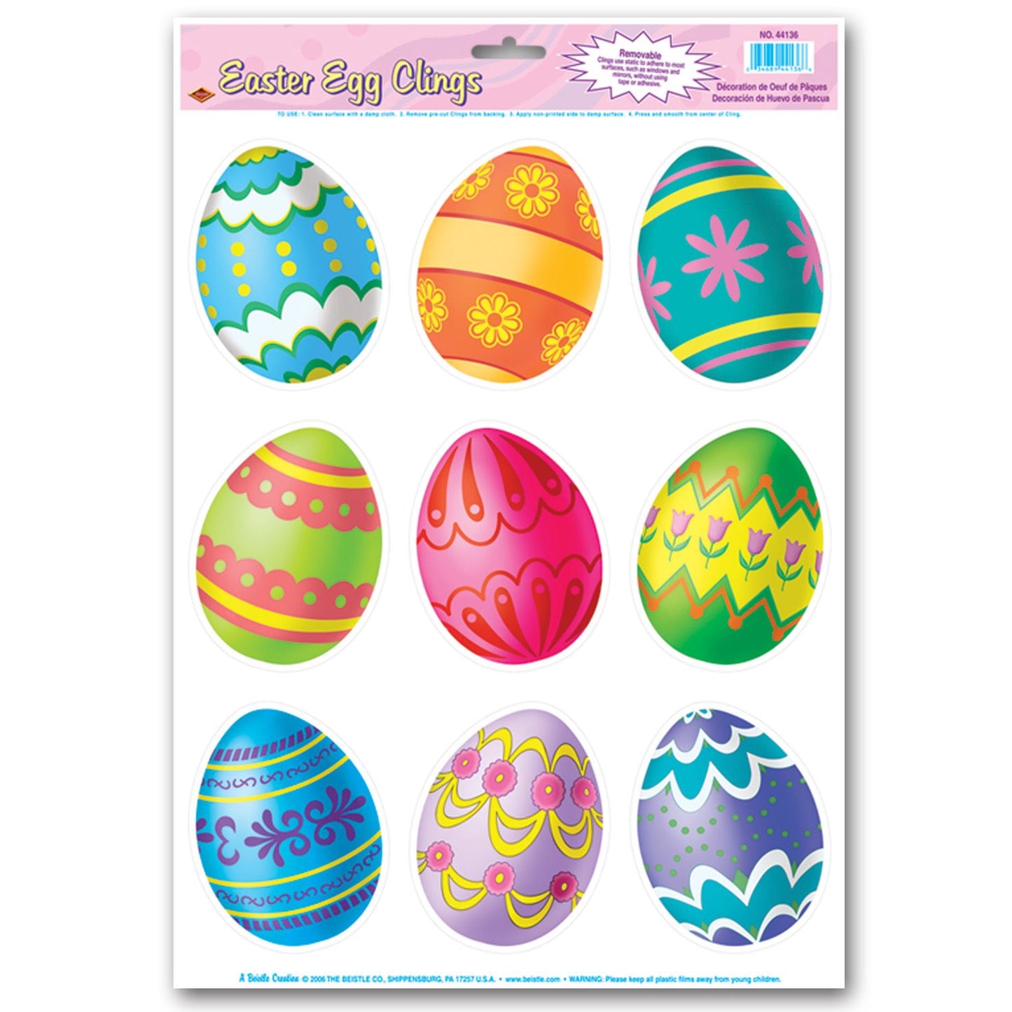 Beistle Easter Egg Clings | Party Supply | Decoration