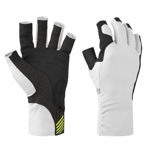 Mustang Traction UV Open Finger Gloves - White Black - Large [MA6007-267-L-267]