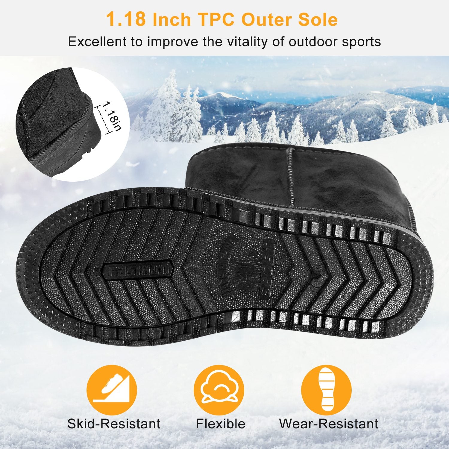 Women Ladies Snow Boots Waterproof Faux Suede Mid-Calf Boots Fur Warm Lining