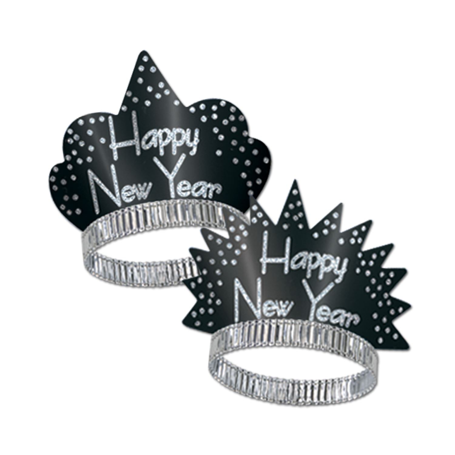 Beistle Sparkling Black and Silver New Year Tiaras - New Years | Party Supply