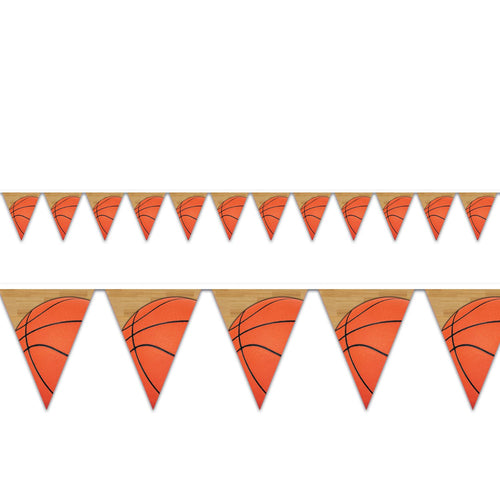 Beistle Basketball Pennant Banner - 12 feet | Party Supply | Decoration
