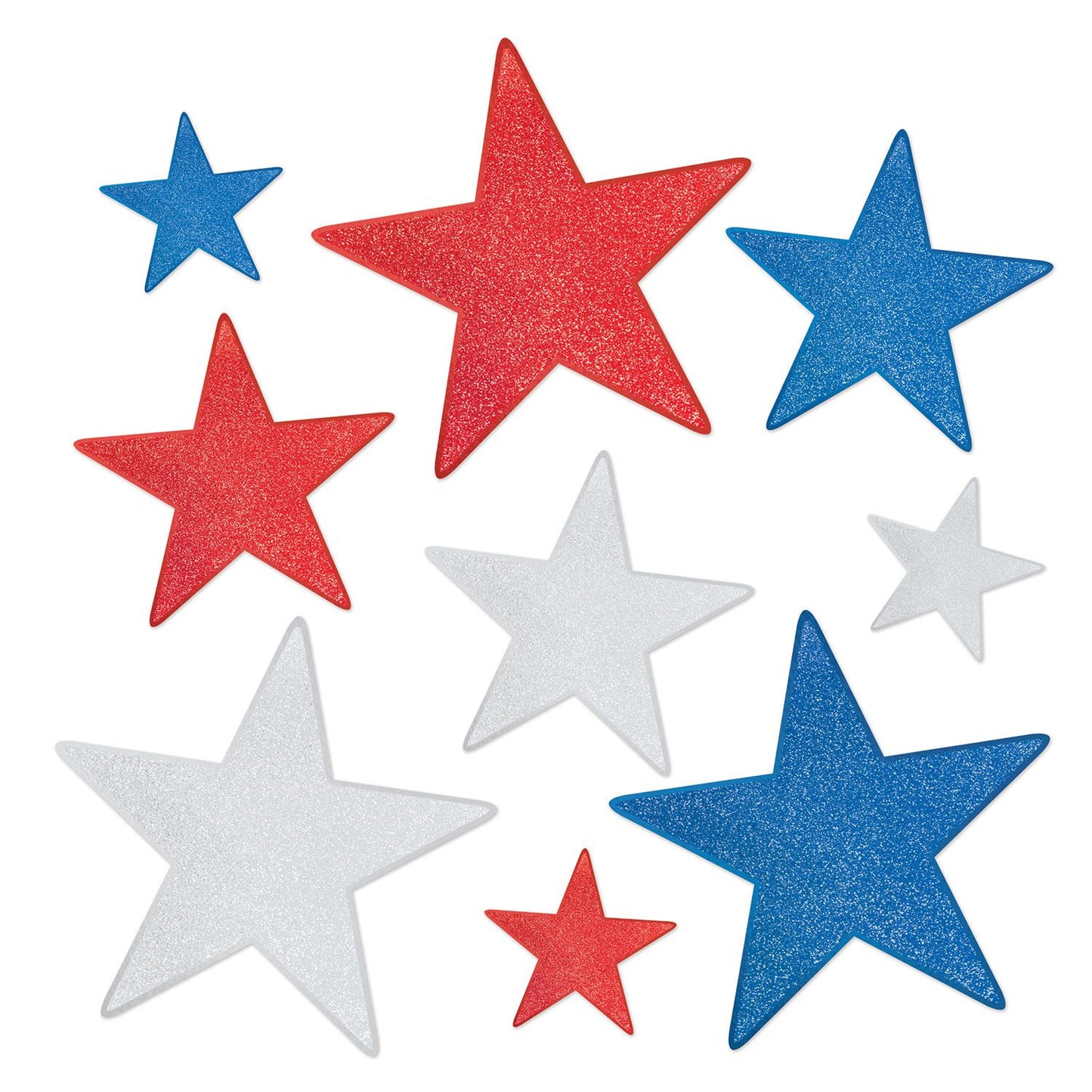 Beistle Glittered Foil Star Cutouts - Party Supply Decoration for Patriotic