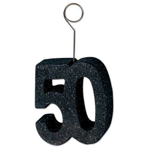 Glittered "50" Photo/Balloon Holder Bulk Pack of 6