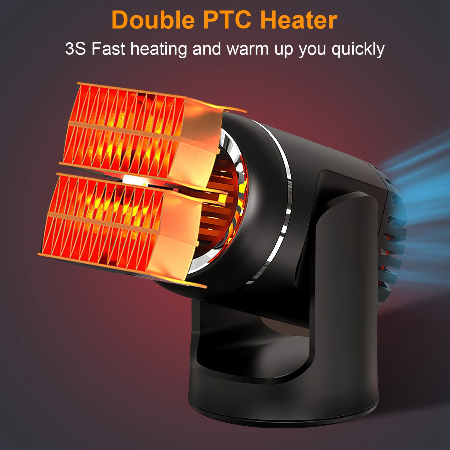 24V 160W Portable Car Heater 2 In 1 Heating Cooling Fan Rotatable Demister