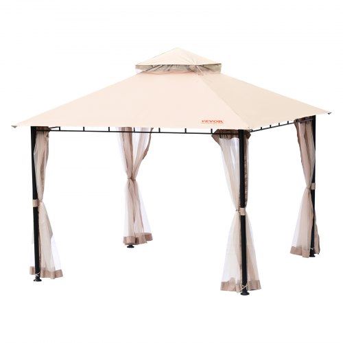 Patio Gazebo for 6-8 Person 10 x 10 FT Backyard Gazebo with Mosquito Netting