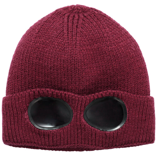 Unisex Knit Beanie Hat with Goggle Chunky Winter Warm Hat Skull Cap 4 Color 2774