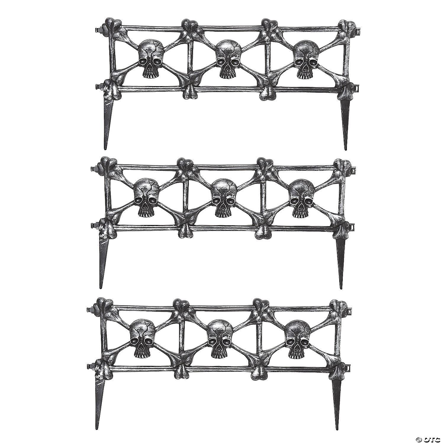 Black Skull Graveyard Fence Halloween Decoration