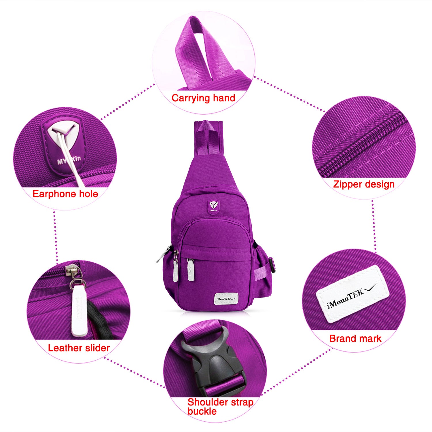 Unisex Sling Backpack Nylon Chest Shoulder Crossbody Bag Travel Sports Cycle