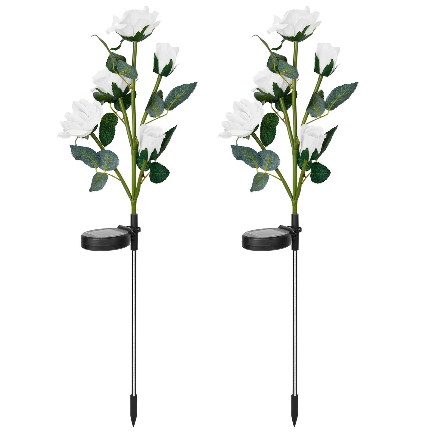 2Pcs Solar Powered Lights Outdoor Rose Flower LED Decorative Lamp Water 5716