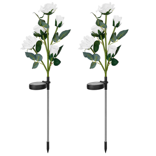 2Pcs Solar Powered Lights Outdoor Rose Flower LED Decorative Lamp Water 5716
