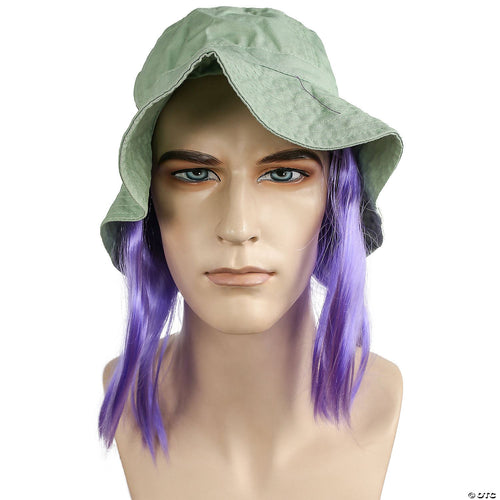 Mens Tramp Clown Hat With Hair | Purple
