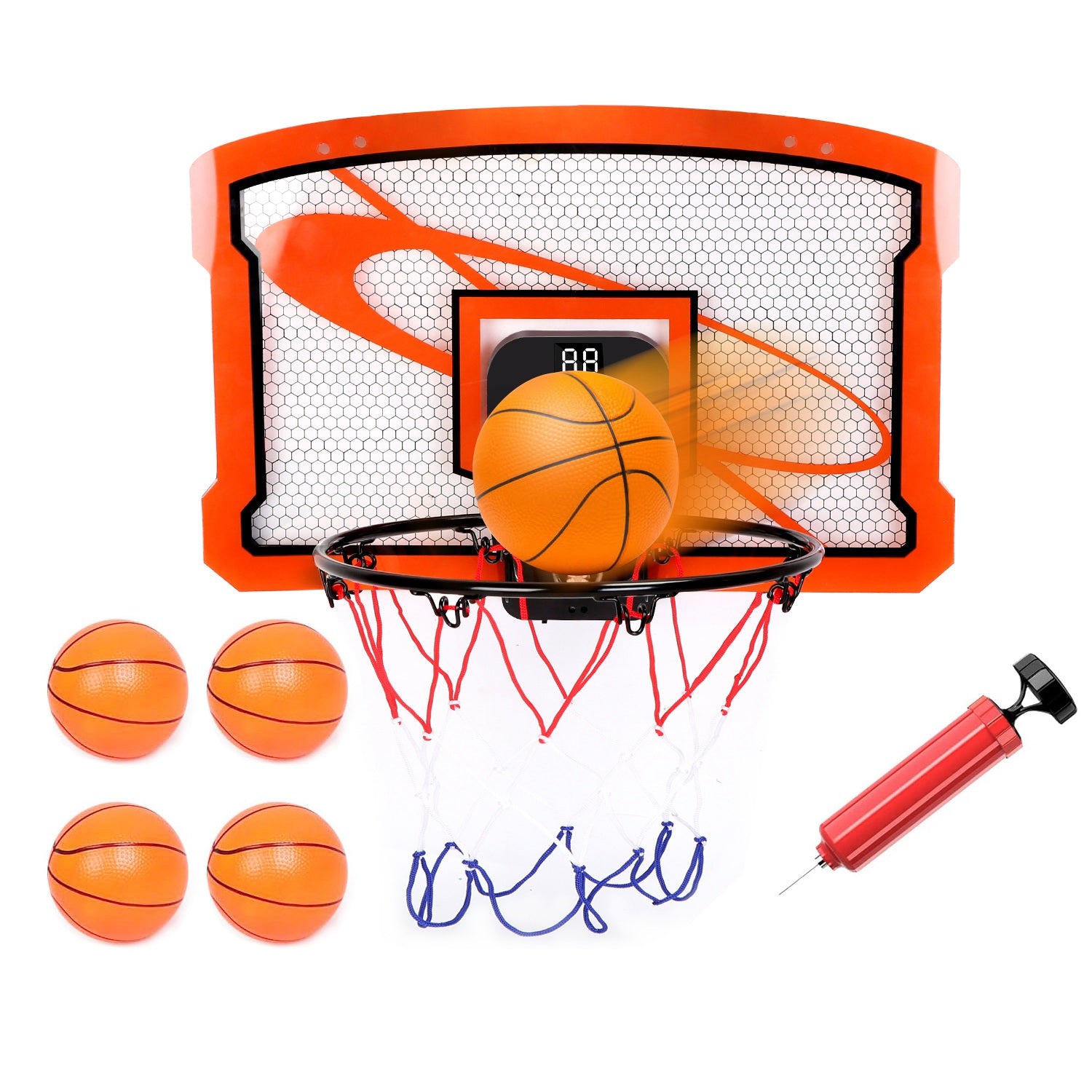 Indoor Mini Basketball Hoop Set Over Door Basketball Hoop with 4 Inflatable