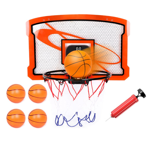 Indoor Mini Basketball Hoop Set Over Door Basketball Hoop with 4 Inflatable
