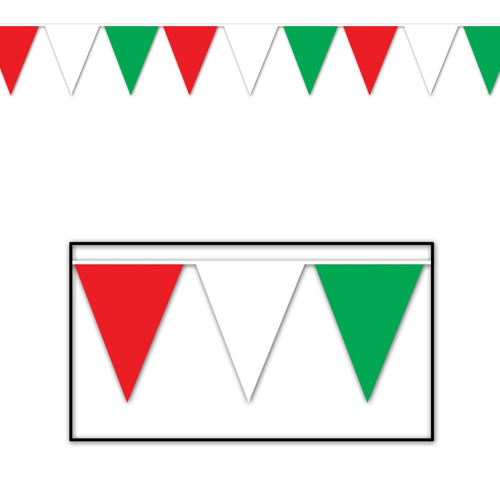 Beistle Red, White, and Green Outdoor Pennant Banner, 30 ft - Italian | Party