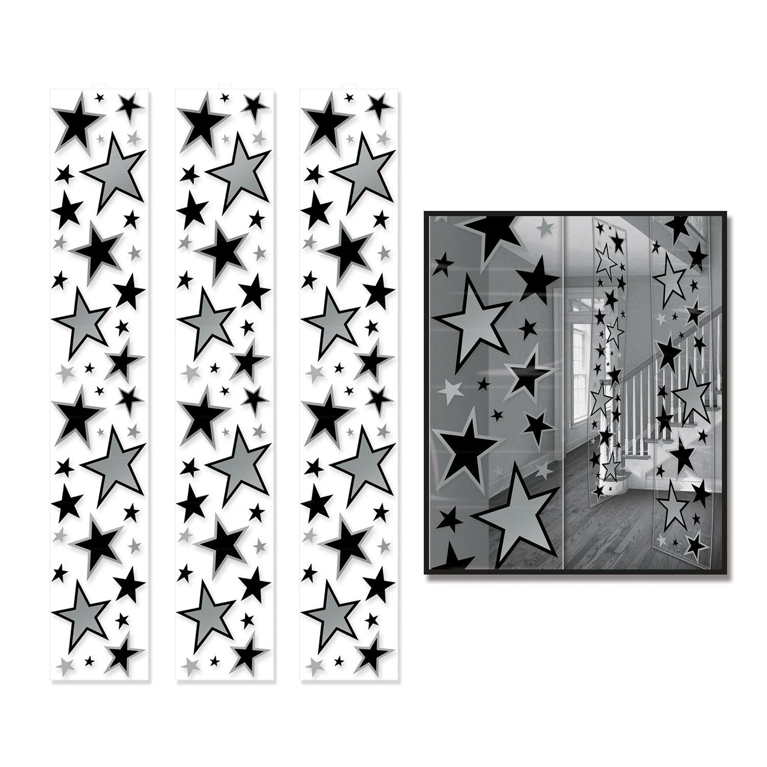 Beistle Star Party Panels - Black and Silver - Awards Night | Party Supply