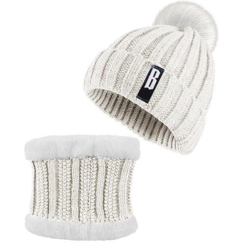 Winter Beanie Hat Scarf Set Women Warm Knitting Skull Cap Neck Warmer for