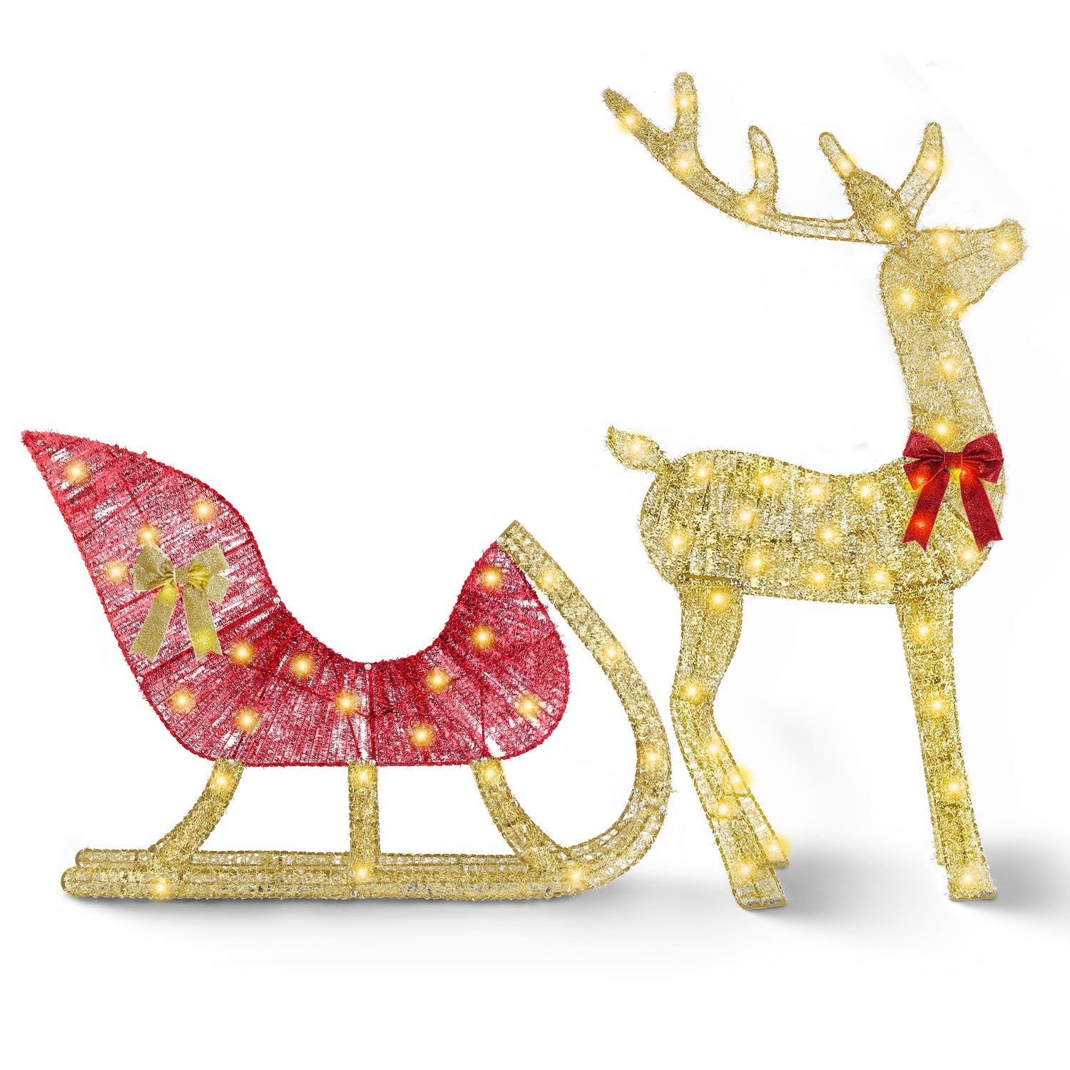 Lighted Christmas Reindeer & Sleigh Indoor Outdoor Christmas Decoration