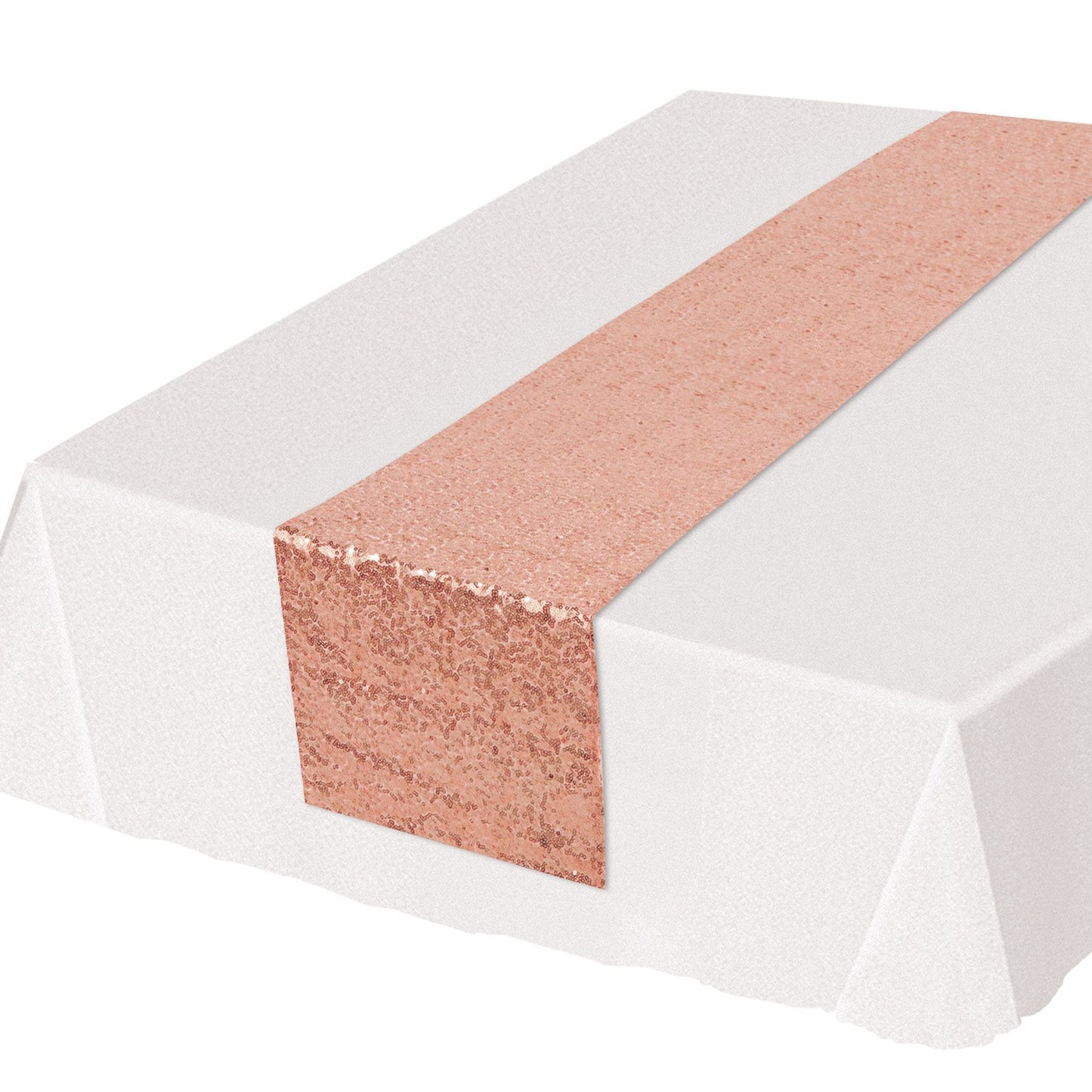 Beistle Sequined Table Runner - Rose Gold - General Occasion | Party Supply