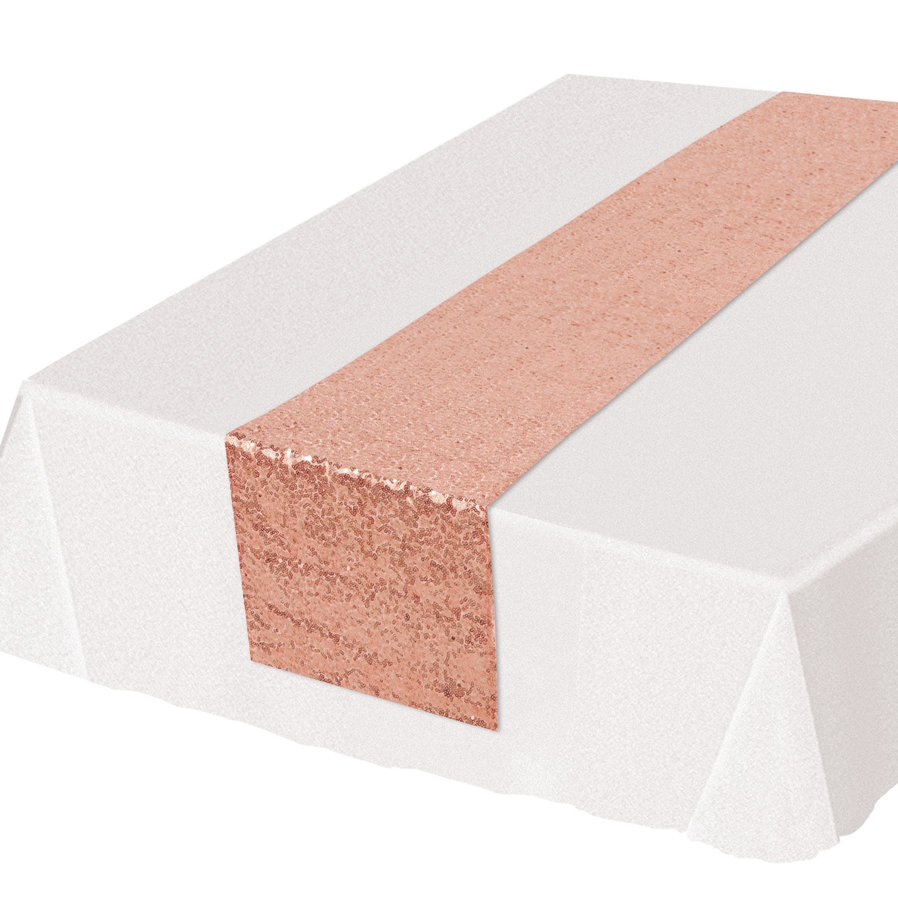 Beistle Sequined Table Runner - Rose Gold - General Occasion | Party Supply
