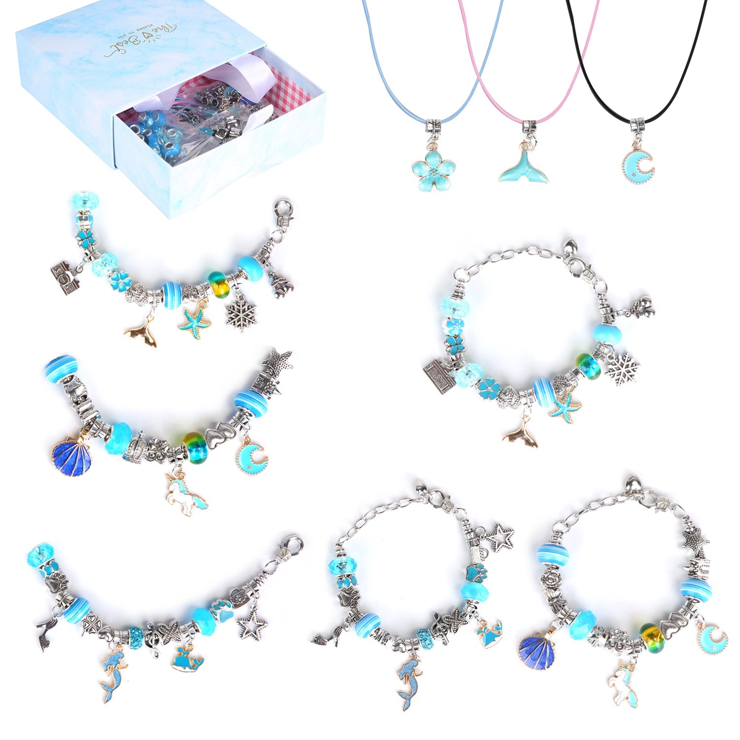 66Pcs Charm Bracelet Making Kit Kids Jewelry Necklace Making Kits Colorful