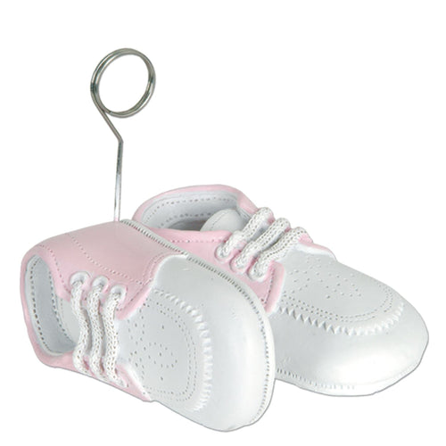 Beistle Pink Baby Shoes Photo/Balloon Holder - Baby Shower | Party Supply