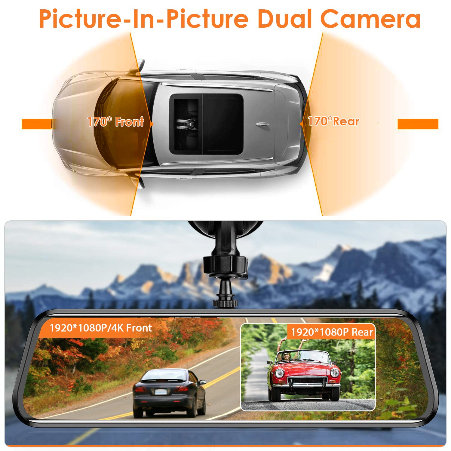 4K Car DVR 12in Dash Cam Camcorder Camera Recorder with 170° Angle Loop