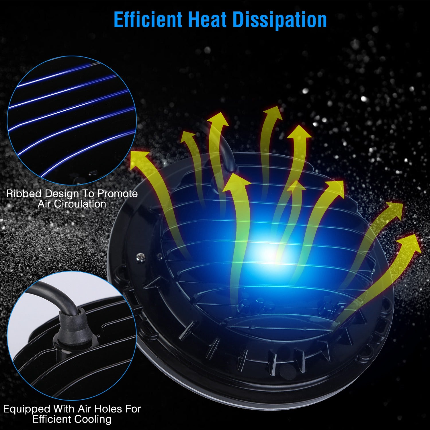 2Pcs 7In 40W Round LED Headlights 3800LM Halo Car Headlamp with DRL Turn Light