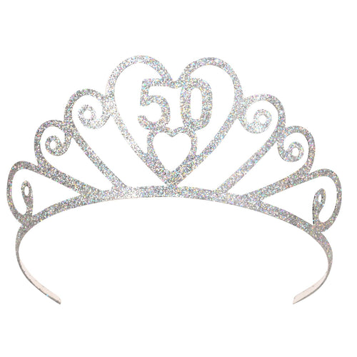 Beistle Glittered 50 Tiara - Birthday-Age Specific | Party Supply | Decoration