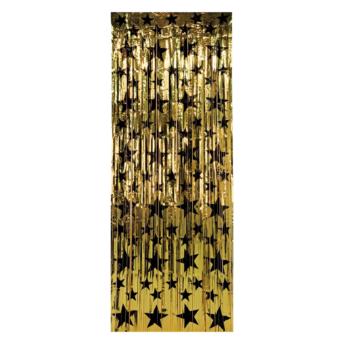 Beistle Gold w/Black Stars Gleam N Curtain - New Years | Party Supply